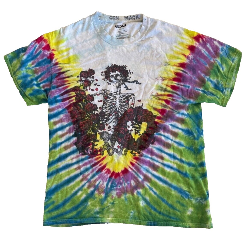 Grateful Dead Bertha The Wheel Vintage Skeleton Rose Tie Dye Shirt Men’s L